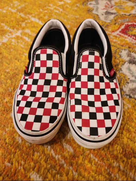 Vans Other - Vans Kids Checkerboard Slip-On Sneakers - Red, Black, White
